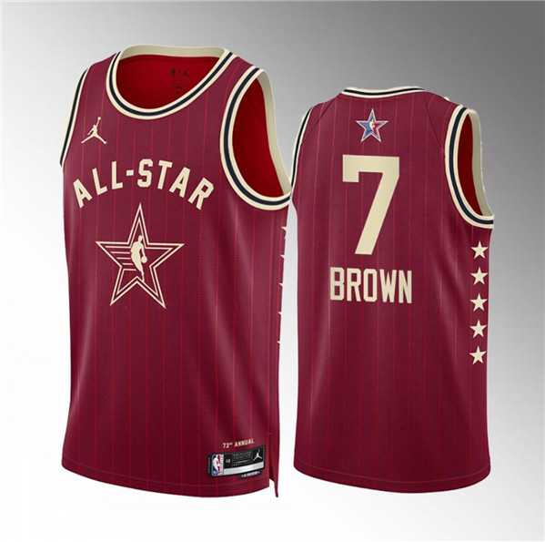 Men%27s 2024 All-Star #7 Jaylen Brown Crimson Stitched Basketball Jersey->2024 all star->NBA Jersey